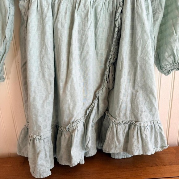 American Eagle Wrap Dress Mint Green Textured Ruffle Sleeve Mini -Size M- - Picture 7 of 8
